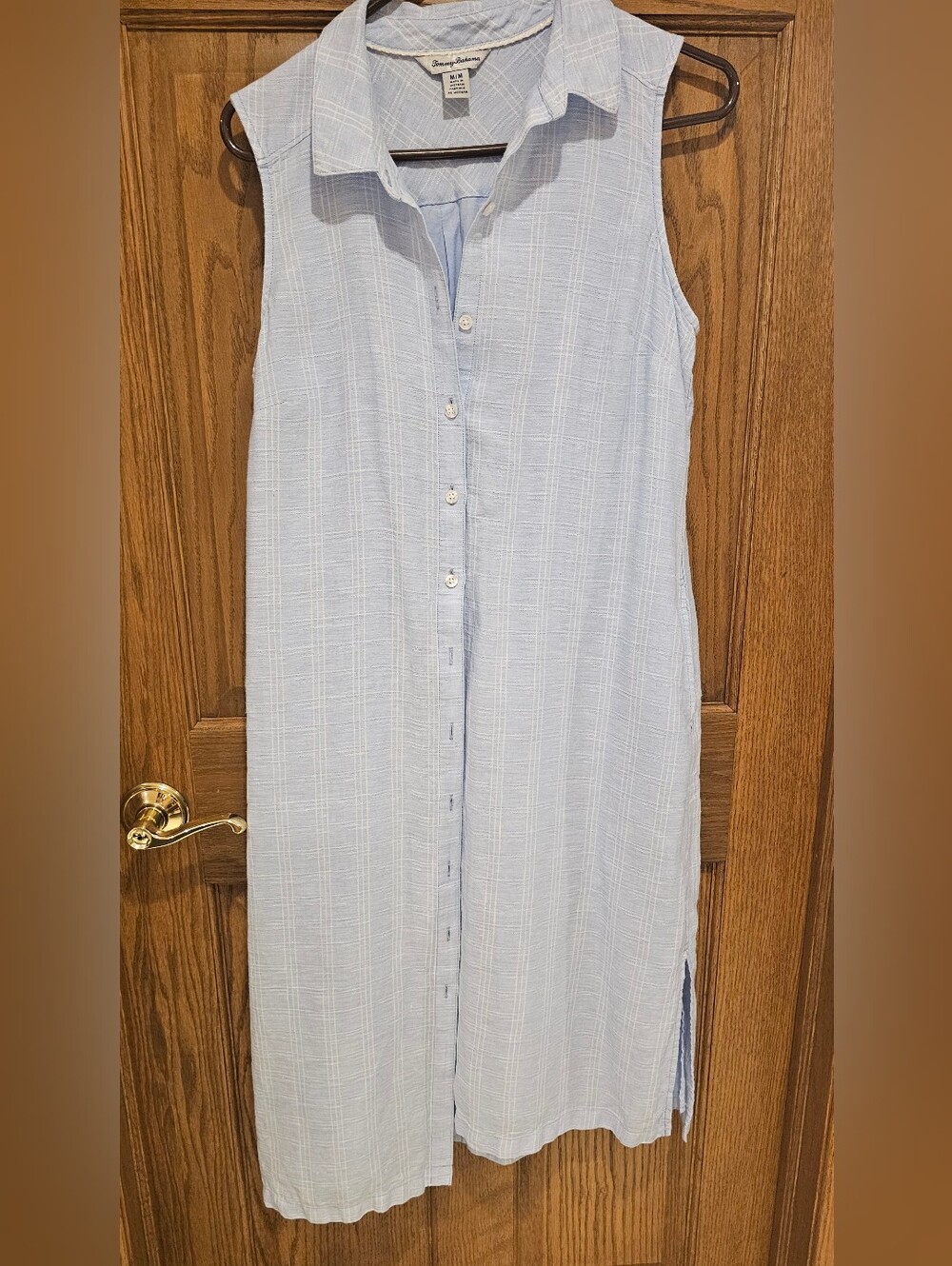 Tommy Bahama Light Blue Sleeveless Button-Front Maxi Dress